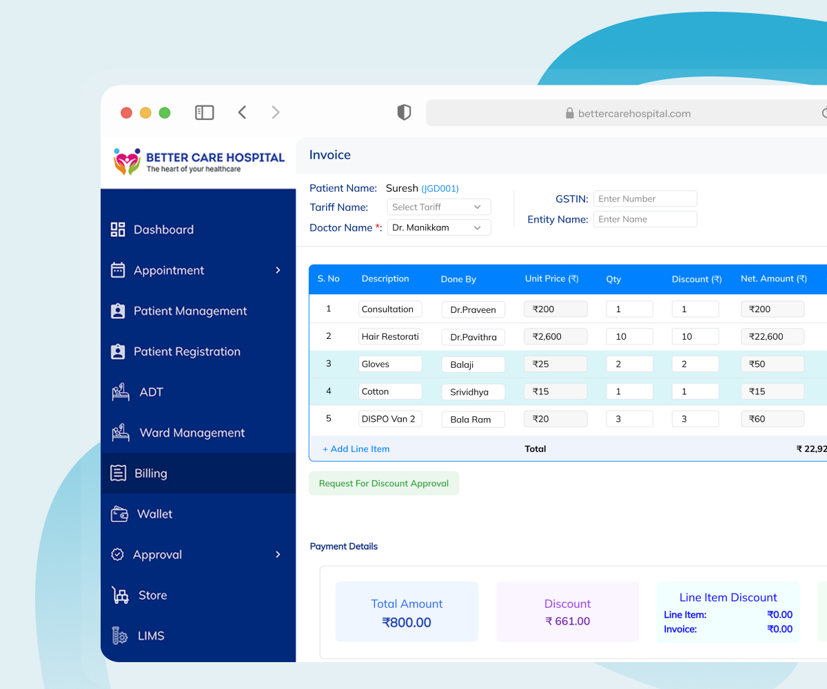Billing invoice dashboard